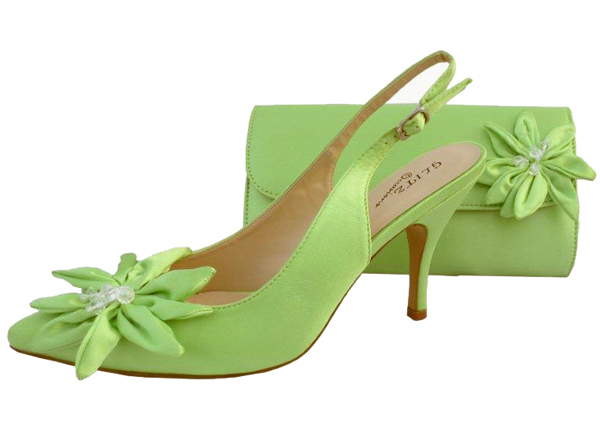 green evening shoes