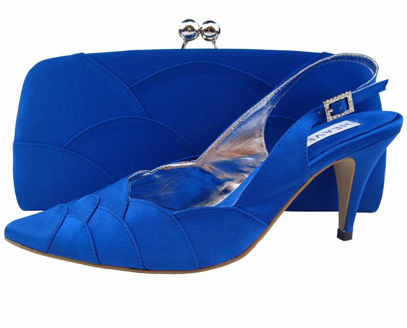 royal blue sandals and bag