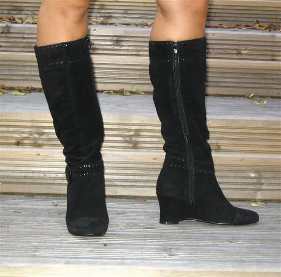 long black wedge boots uk