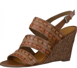 Brown Leather Wedge Heel Sandals